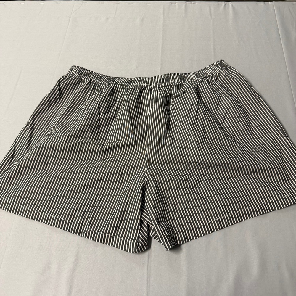 LOMON Mens Striped Pajama Shorts Black White Cotton Blend XL New